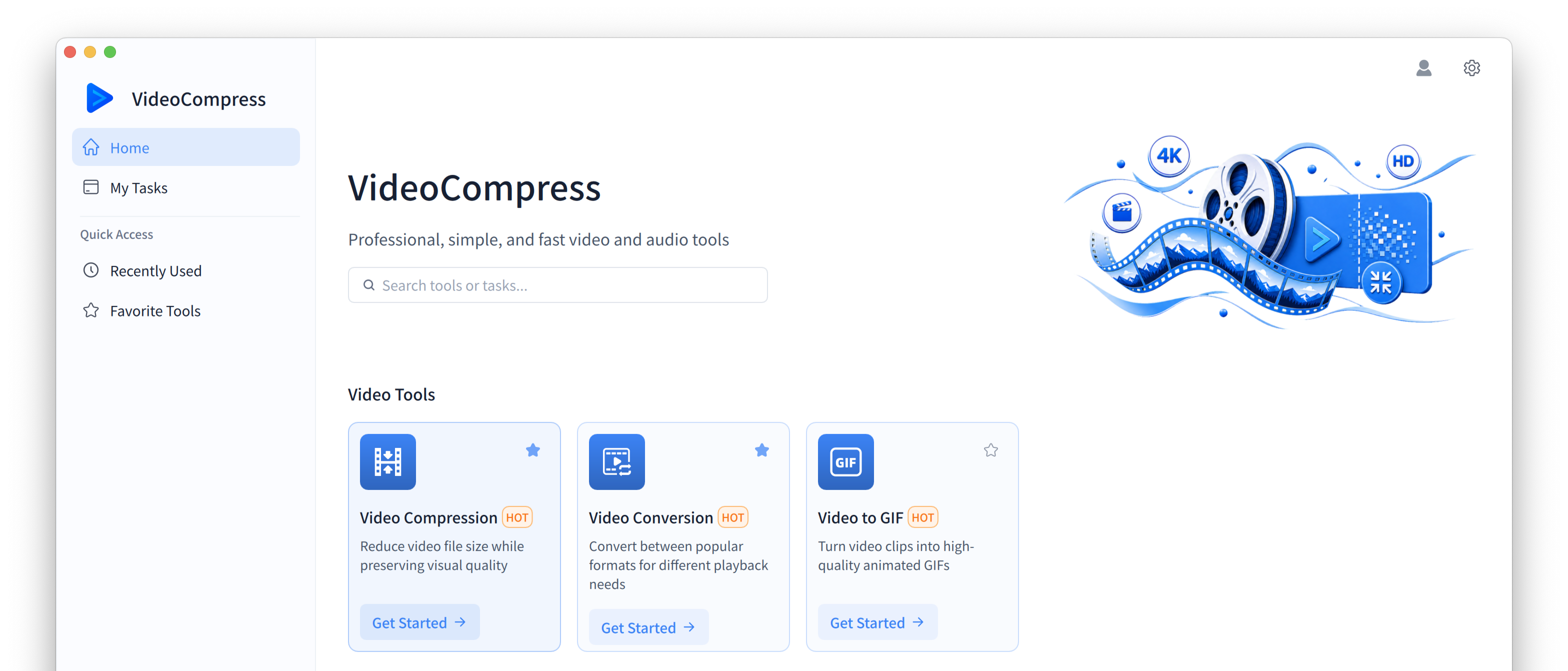 VideoCompress desktop app interface
